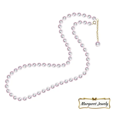 Akoya Round Pearl Strand Lariat Necklace with Baby Pearls and 18K Gold Clasp