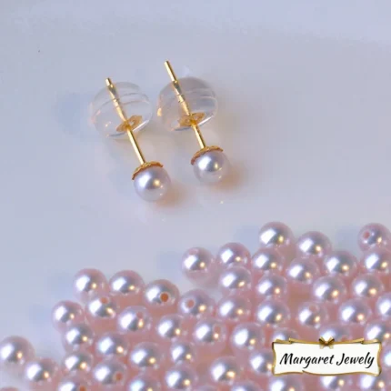 Akoya Mini Light Bulb Pearl Stud Earrings in 18K Yellow Gold
