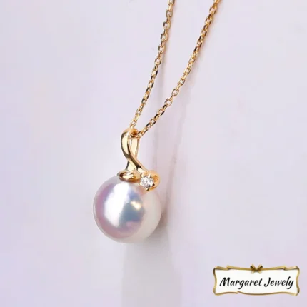 Akoya Pearl Pendant Choker in 18K Yellow Gold, Hanadama-Grade Pearl, Gift-Ready Authentic Piece