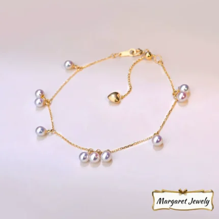 Akoya Scattered Chain Pearl Bracelet in 18K Yellow Gold