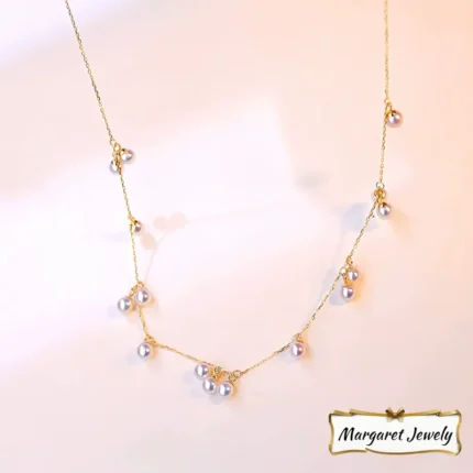 Akoya Scattered Pearl Choker, 3.5-4mm Baby Pearls, 18K Gold