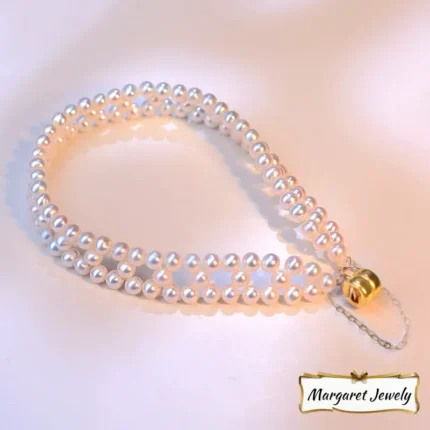 18K Gold Akoya 3-4mm Baby Pearl Woven Bracelet