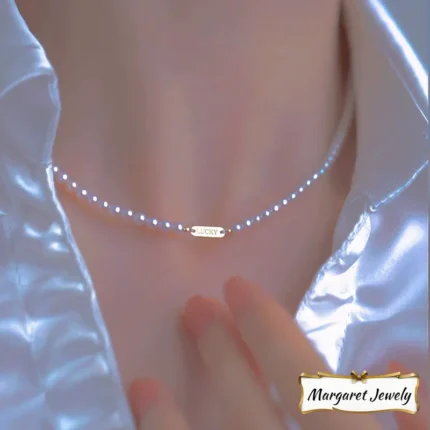 Akoya 3-4mm Baby Pearl Choker with Excellent Luster, 18K Gold, Lucky Charm Design