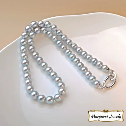 Madama Akoya Pearl Necklace in Sterling Silver