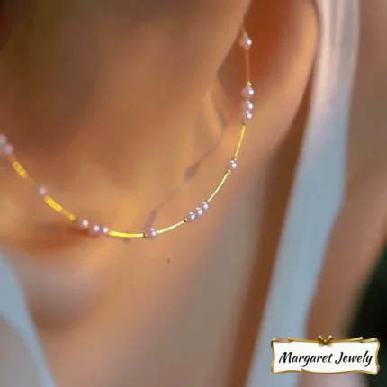 Akoya Scattered Pearl Choker with Excellent Luster, 18K Gold Collar Style, Refined Minimalist Look